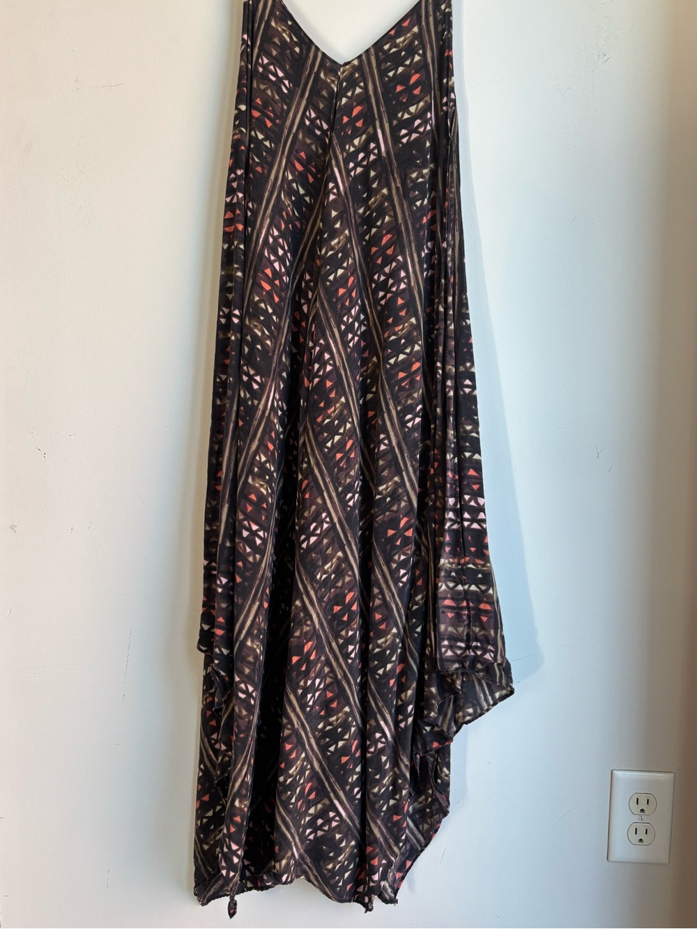 Anthropologie Winged Brown Geometric Spaghetti Strap Tank Midi Dress